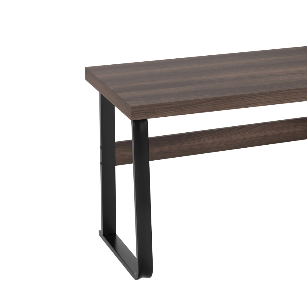 Scrivania moderna 135 x 54 cm in MDF e metallo, colore marrone