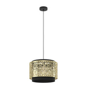 Lampadario A Sospensione Vintage Sandbach Acciaio Nero Ottone 1 Luce E27