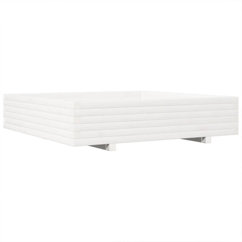 Fioriera da Giardino Bianca 110x110x26,5 cm in Legno di Pino 847324