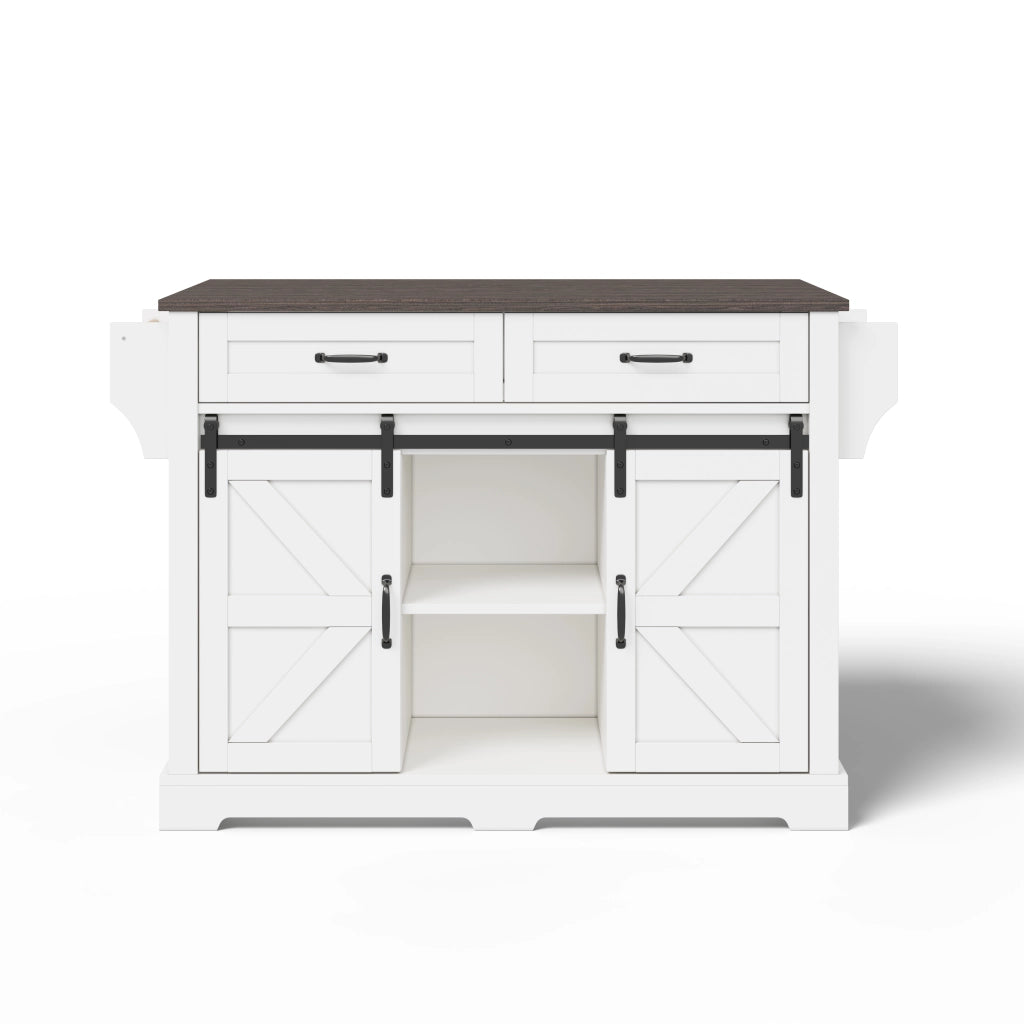 Isola cucina pieghevole - Zephmum - 120¡Á45(70)¡Á91 cm - Bianco - Con ruote e ante scorrevoli