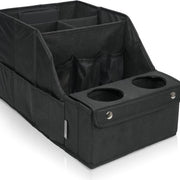 Organizzatore di Auto - Organizzatore di Auto - Scatola di Stoccaggio - Con Supporto per Bicchieri - Spazio di Stoccaggio per la Panchetta Posteriore, Perfetto per Bambini e Giocattoli - Nero
