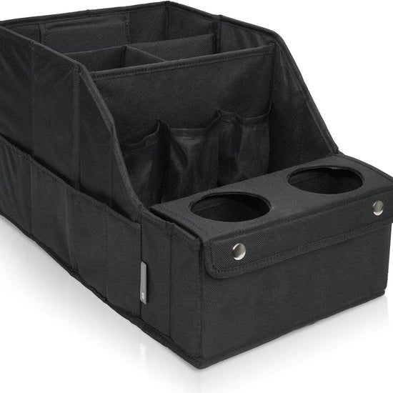 Organizzatore di Auto - Organizzatore di Auto - Scatola di Stoccaggio - Con Supporto per Bicchieri - Spazio di Stoccaggio per la Panchetta Posteriore, Perfetto per Bambini e Giocattoli - Nero