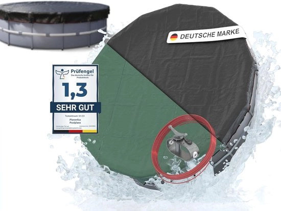 Copertura per Piscine a forma di Cerchio 366 cm - 2-in-1 Ombrellone per Piscine con Diametro 320-366 cm