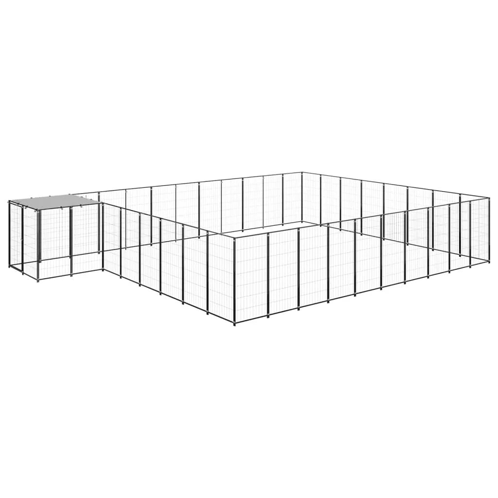 Recinto per animali da esterno per cani 25,41 m² acciaio nero 02_0000514