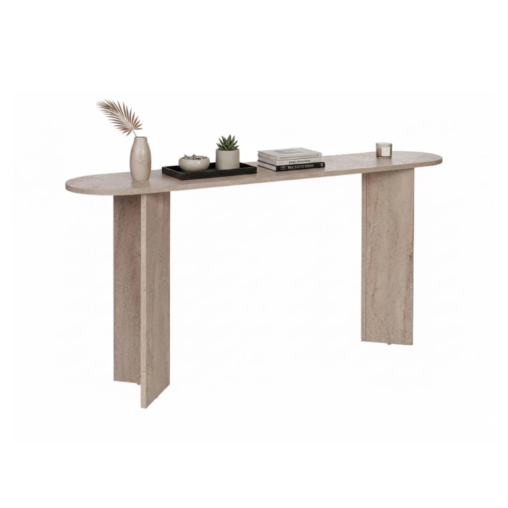 Cercino, Consolle un Ripiano, 150x35x75h cm Bianco Marmo