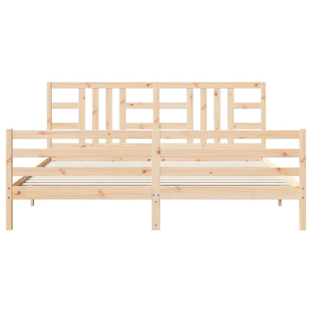 Giroletto con Testiera-Struttura Letto con testiera 200x200 cm in Legno Massello 571411