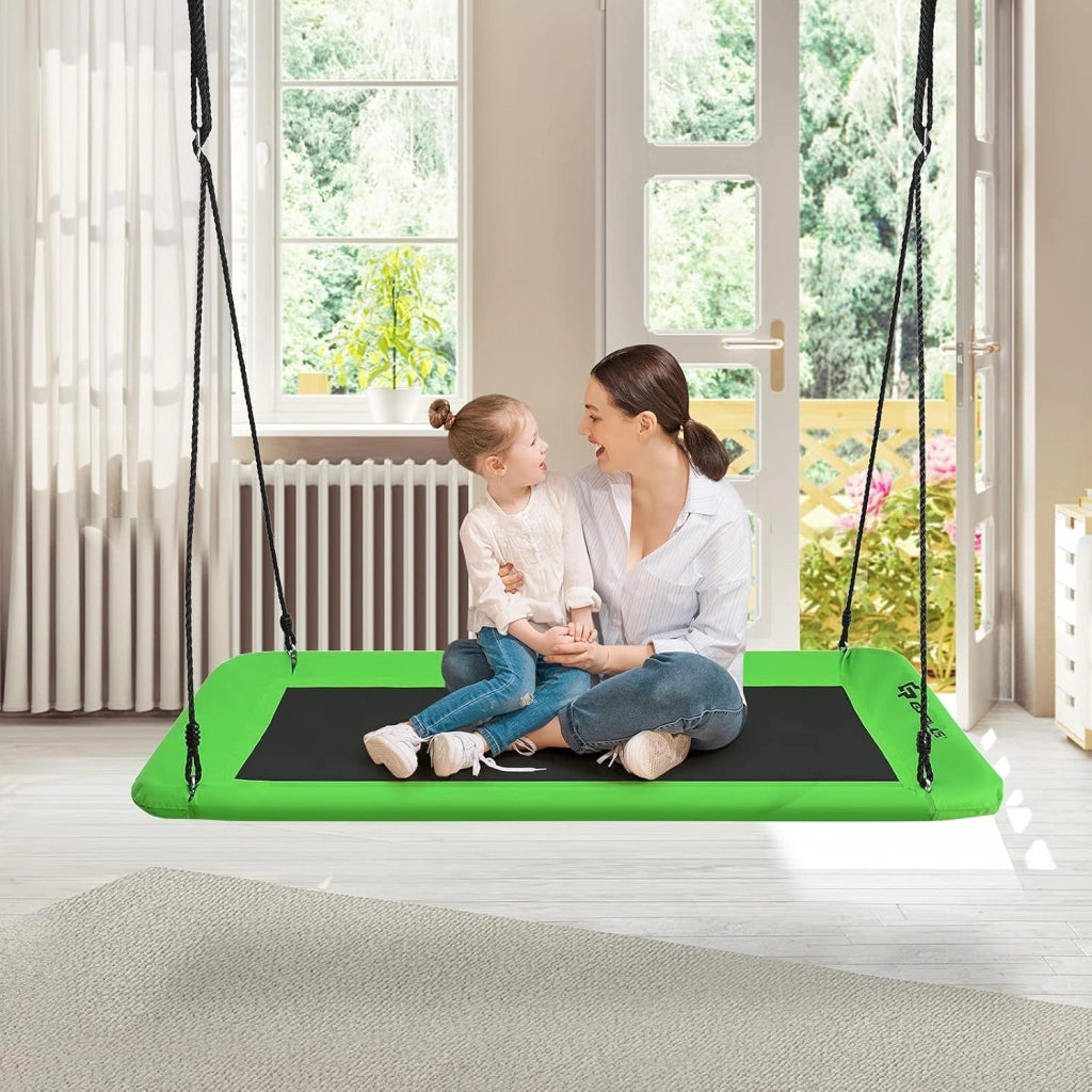 Altalena Regolabile in Altezza, per Bambini e Adulti, Altalena da Giardino fino a 150 kg, Altalena Sospesa per Interni ed Esterni, 150 x 80 cm (L x P) (Verde)
