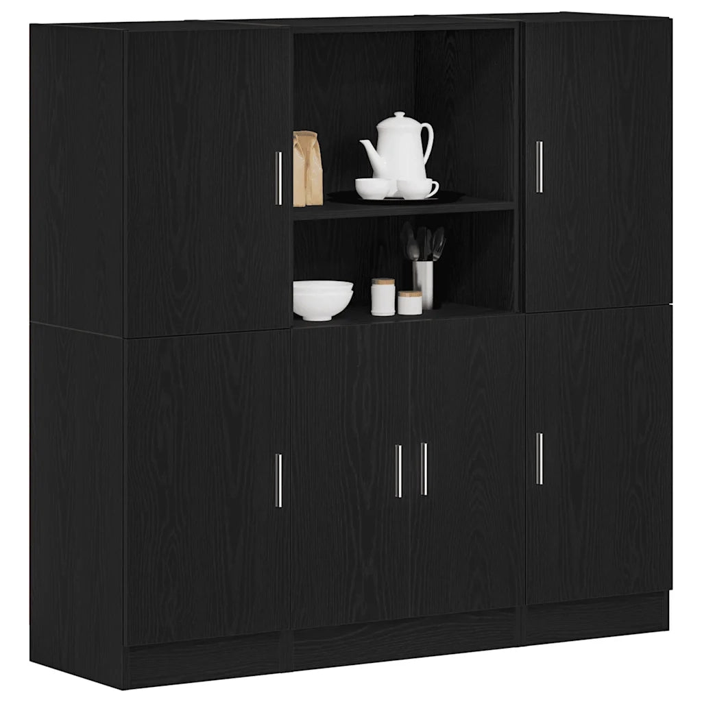 Set di Mobili da Cucina 3 pz Nero in Truciolato 3324152