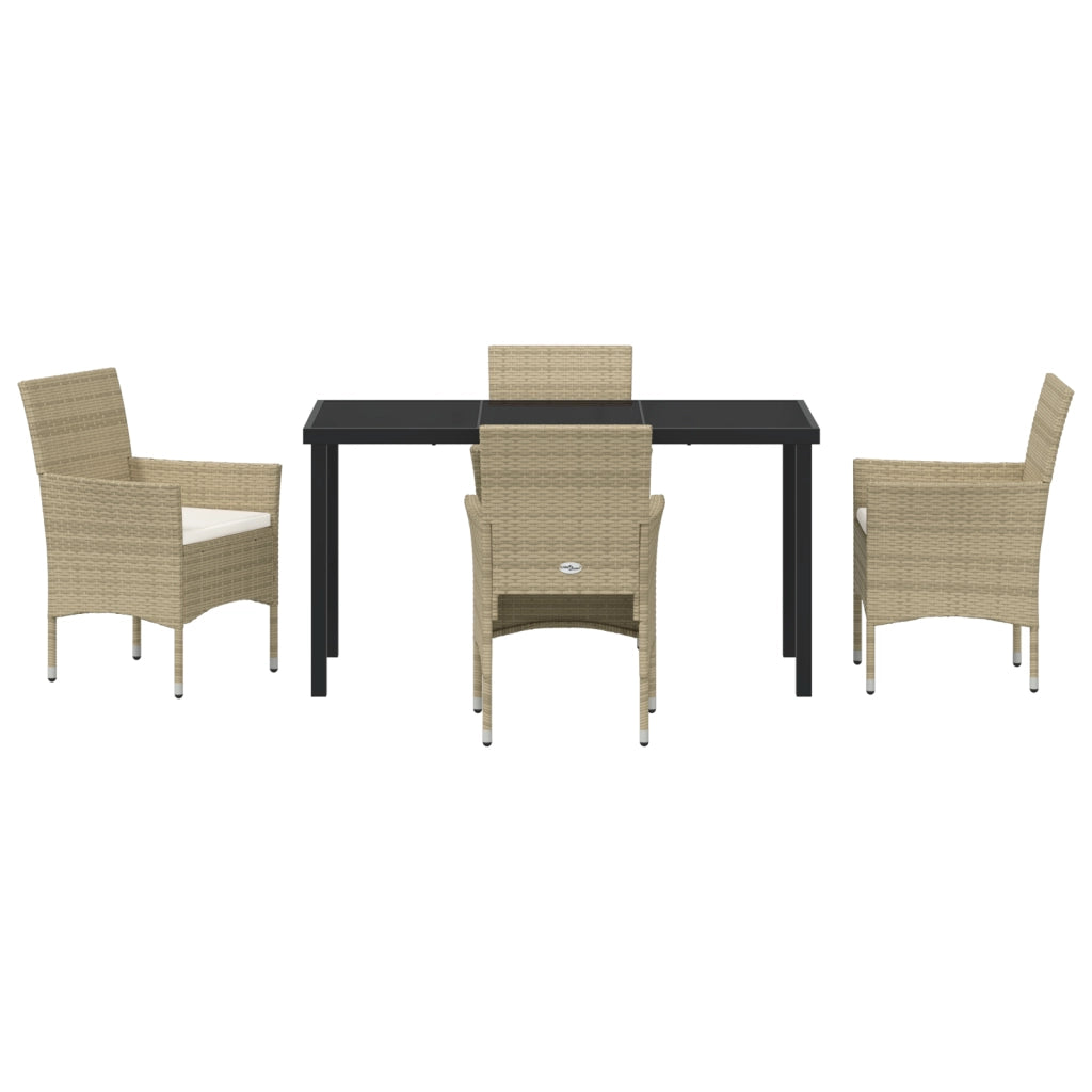 Set da Giardino 5 Pezzi Beige Rattan Poliestere