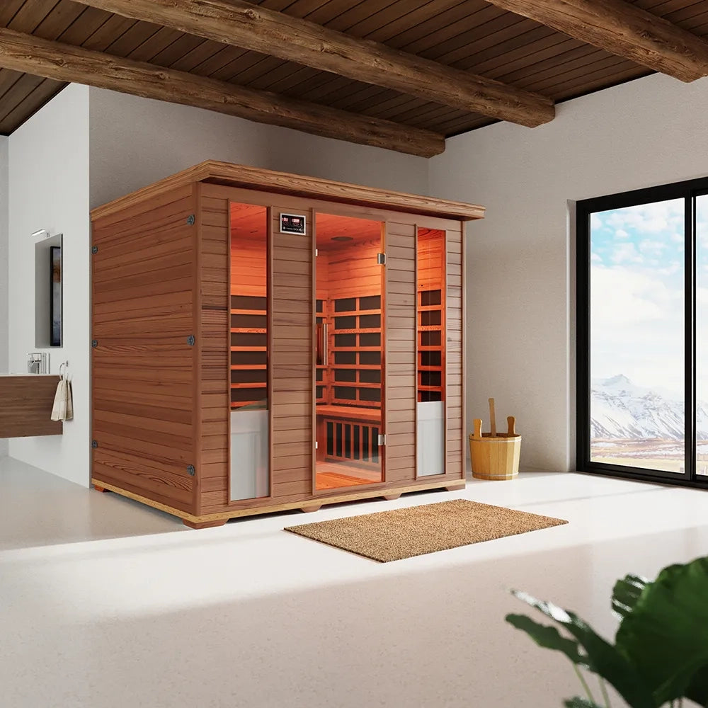 Sauna ad infrarossi 160x210 cm H195 in legno di cedro con radio integrata | Porvoo
