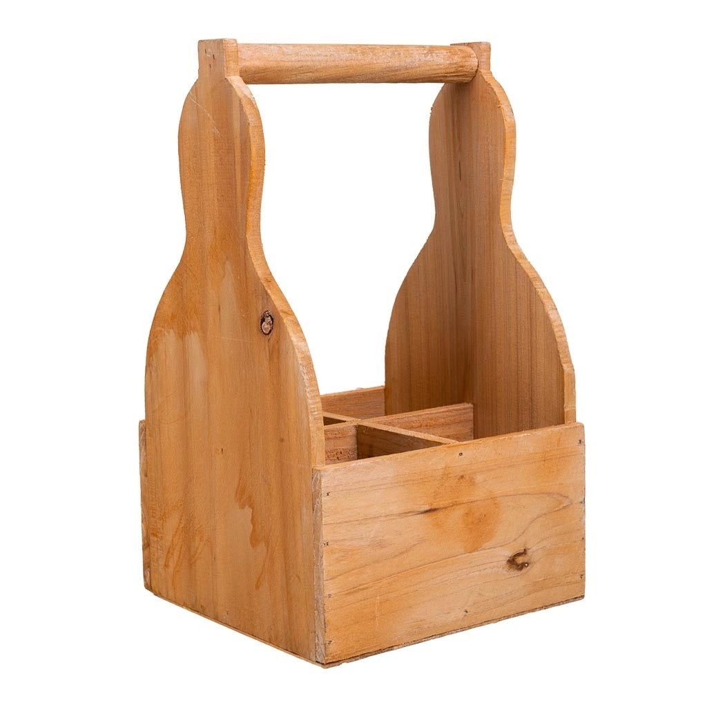 Cestino portafiori in legno marrone 18x18x10/30h