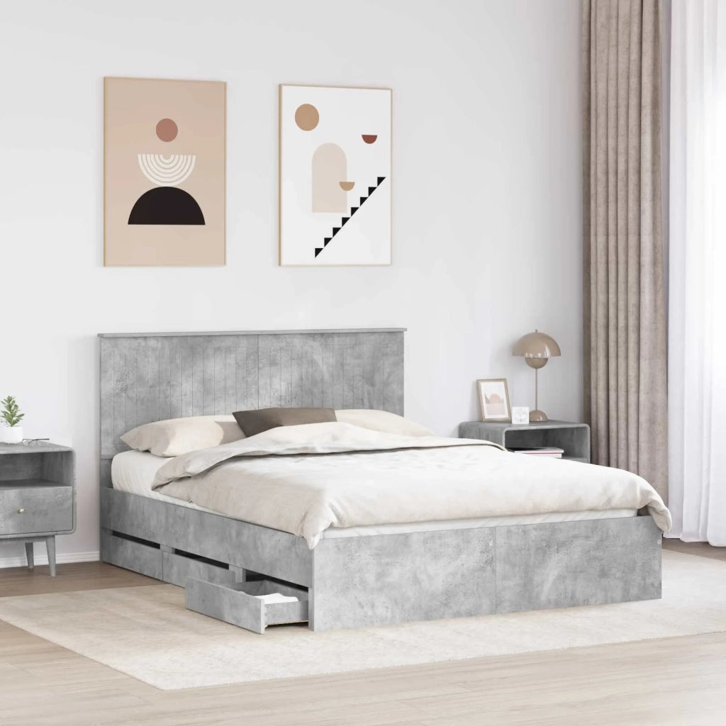 Struttura del letto con cassetto Grigio cemento 150 x 200 cm