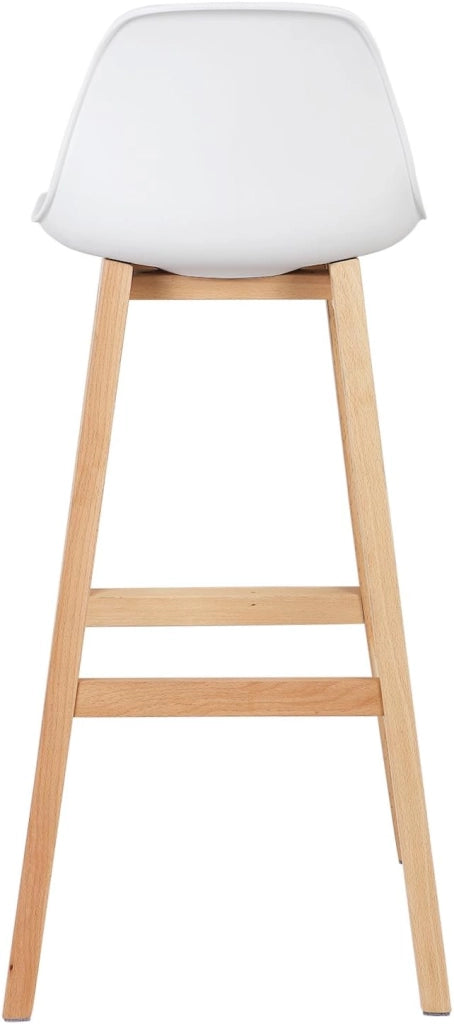 Sgabello da Bar Sedia Alta Cucina Ristorante con Schienale Poggiapiedi PU Legno Moderno 4 Pezzi Bianco, BH44ws-4