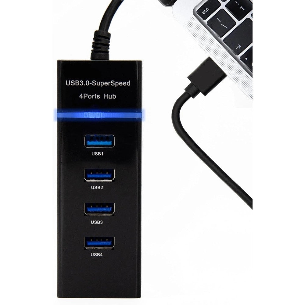 Trade Shop - Hub Usb 3.0 4 Porte Multipresa Portatile Sdoppiatore Velocita' 4.8 Gbps Hub3-4u -