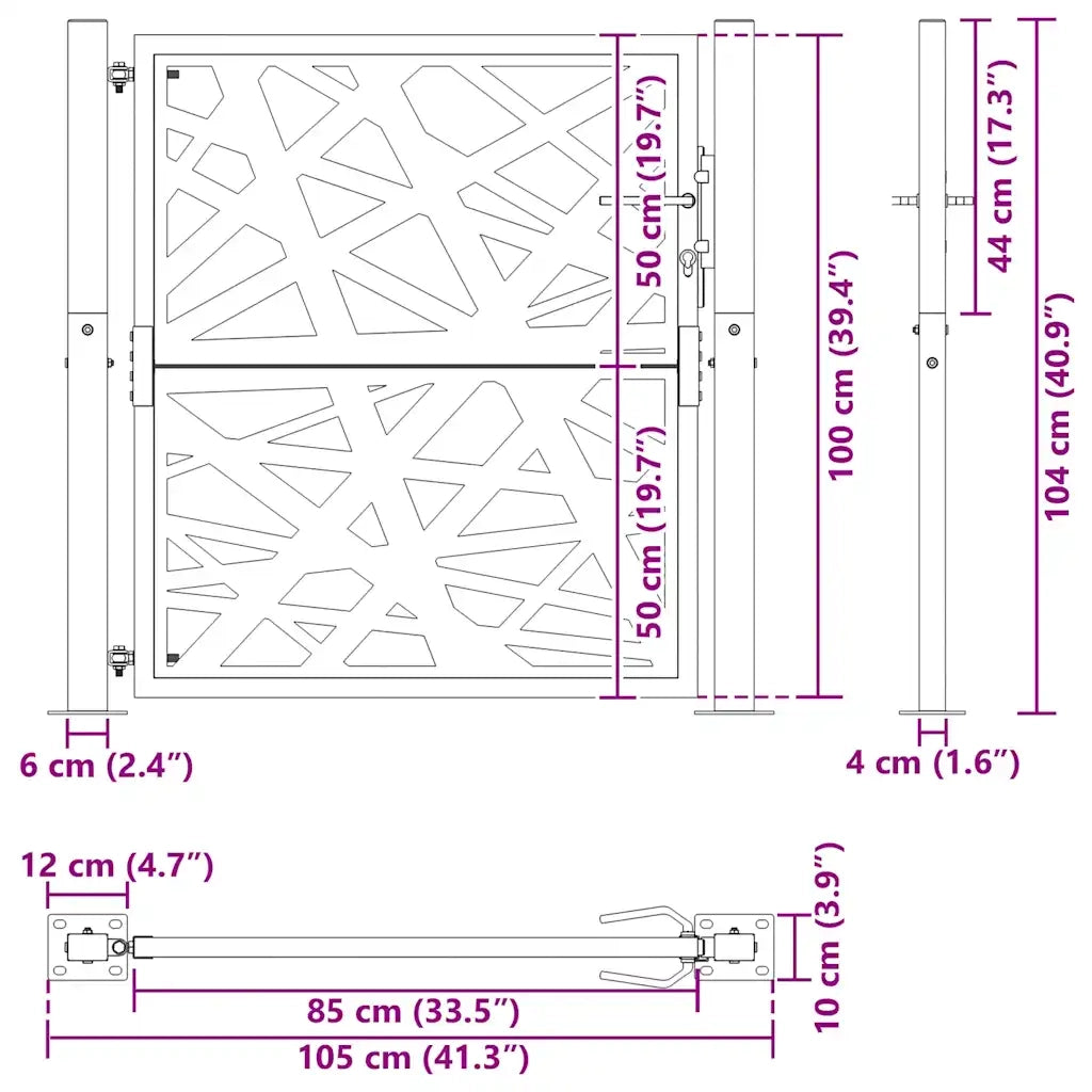 Cancello Giardino Nero 105x106 cm in Acciaio Design Leggero