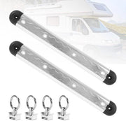Railset in alluminio con accessori, con 4 x fermagli e 4 x cappi di chiusura, per la sicurezza del carico per rimorchi, autocarri, camper, barche - Rail in alluminio anodizzato
