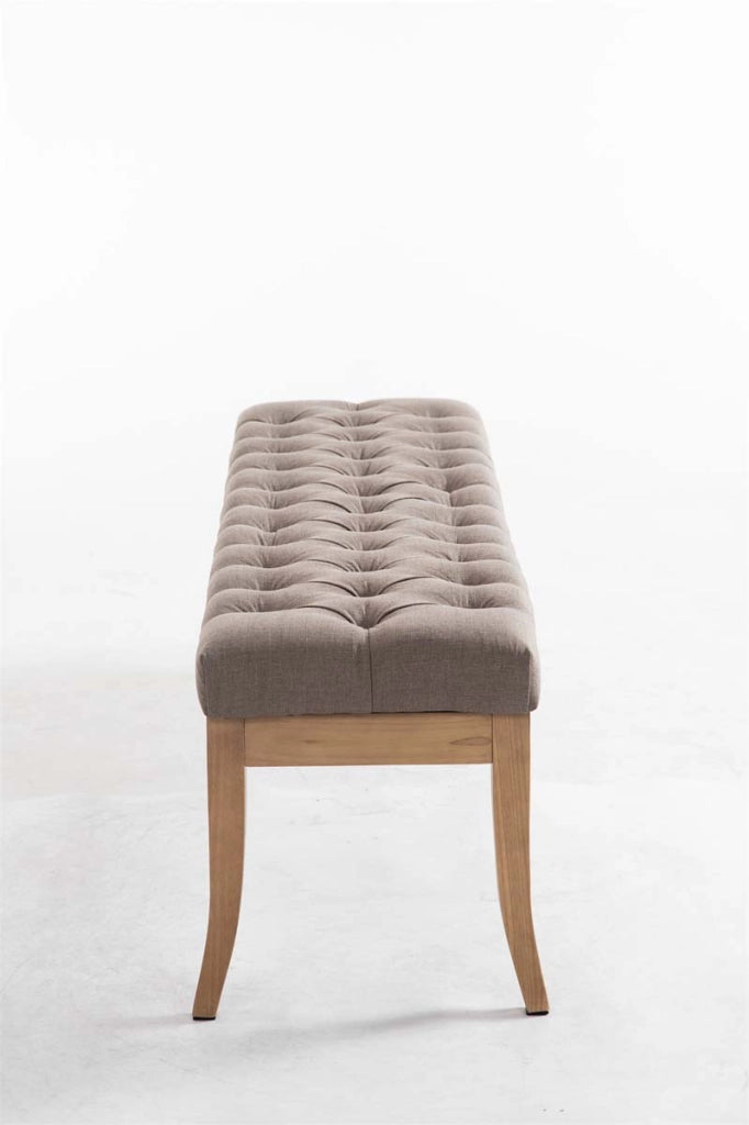 Panca design RAMSES in legno chiaro antico tessuto Tortora,150 cm
