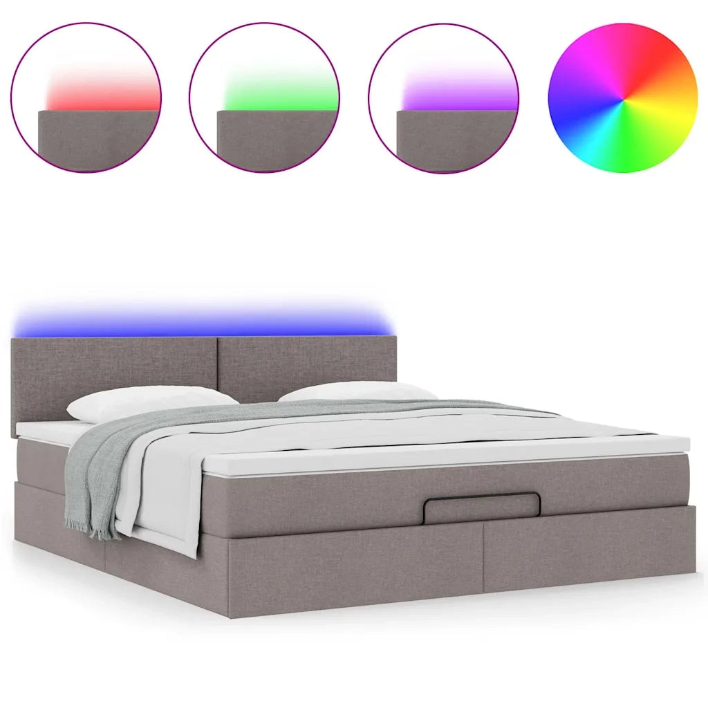 Struttura Letto Pouf con Materasso Tortora 160x200cm in Tessuto 3312240