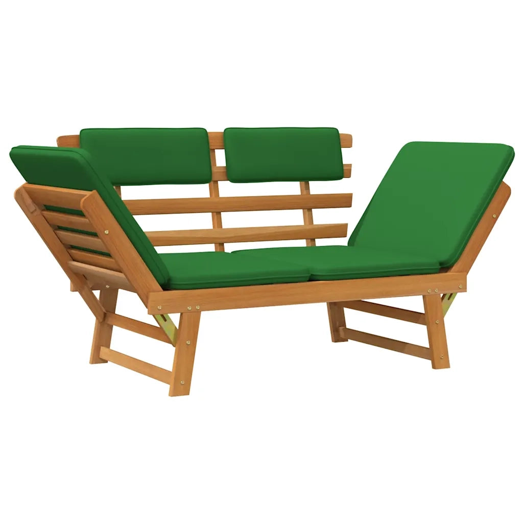 Panca da Giardino Cuscini 2-in-1-Sgabello-Panca da esterno 190 cm Legno Massello d'Acacia