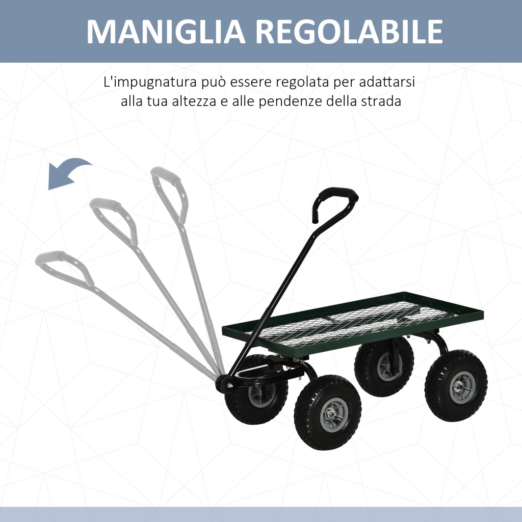 Carrello da Giardino in Acciaio ¨C zephmum ¨C Nero e Verde, 94x48.5x100 cm