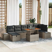 Set Divano da Giardino con cuscino 8 pcs Grigio polyrattan