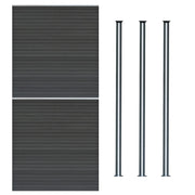 Pannelli Recinzione x2 + 3 Pali Alluminio LED Grigio Doghe PVC 185cm