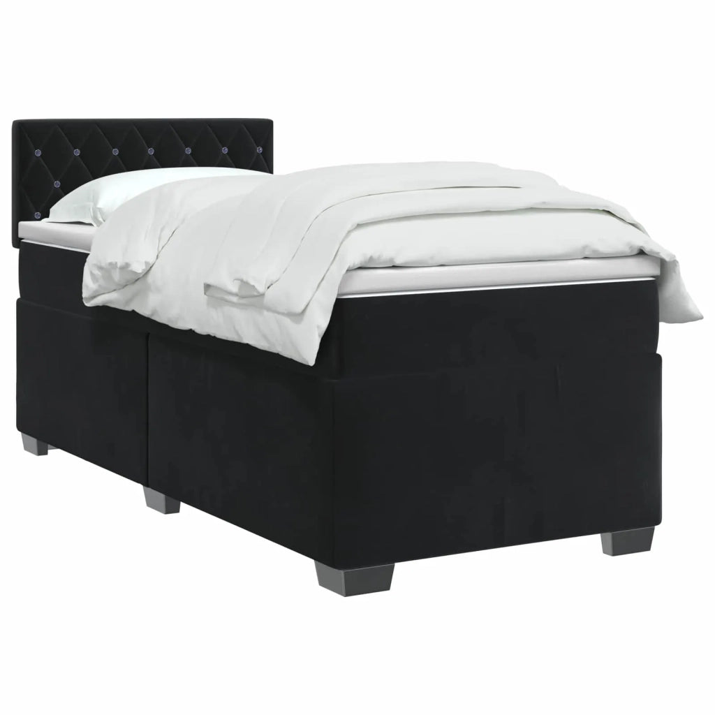 Letto con Box Spring, Materasso e LED Nero 90 x 200 cm Velluto 3452098