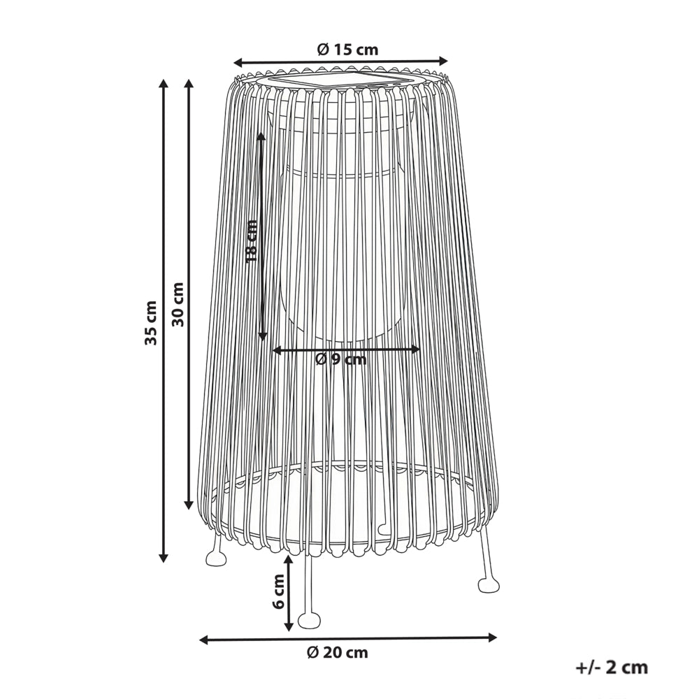 Lanterna solare da giardino Materiale sintetico naturale Paralume intrecciato Base in ferro LED Decorazione da giardino a basso consumo energetico
