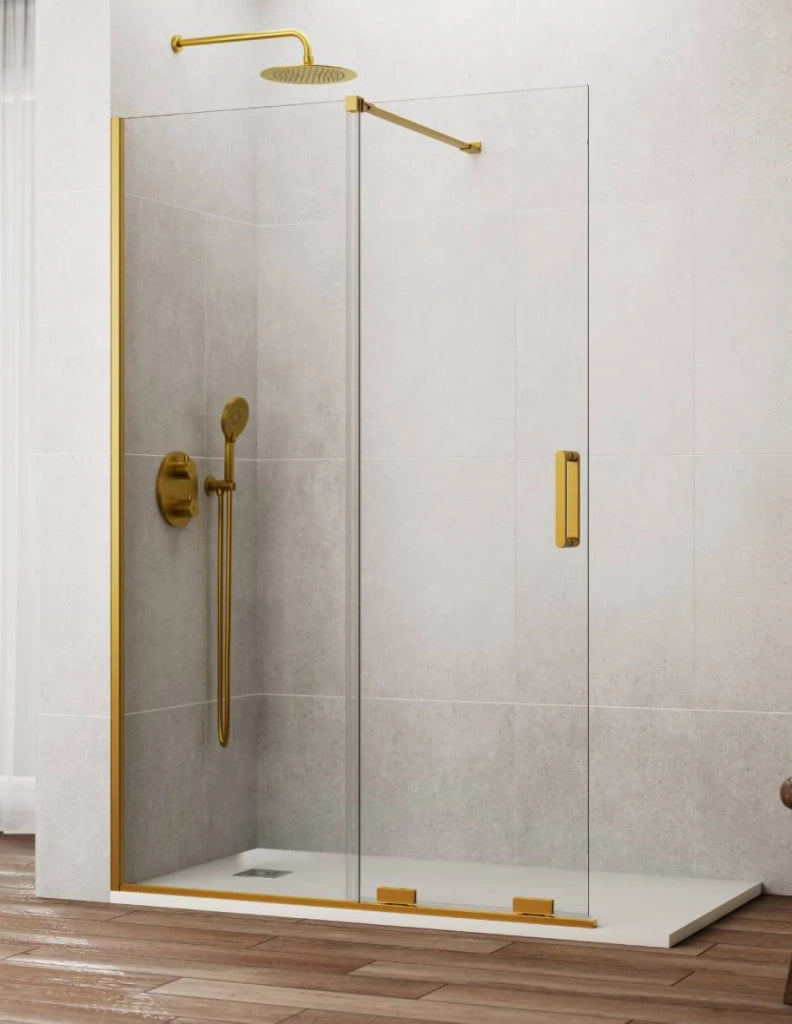 Porta doccia scorrevole 1+1 CIRENE (KENNA) Walk-in180 cm Profilo Oro