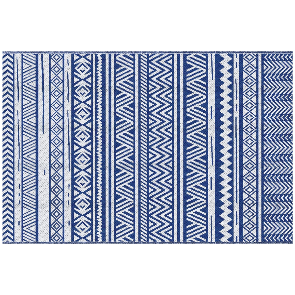 Tappeto per Esterno Pieghevole e Reversibile ¨C zephmum ¨C Polipropilene Blu e Bianco 182x274 cm