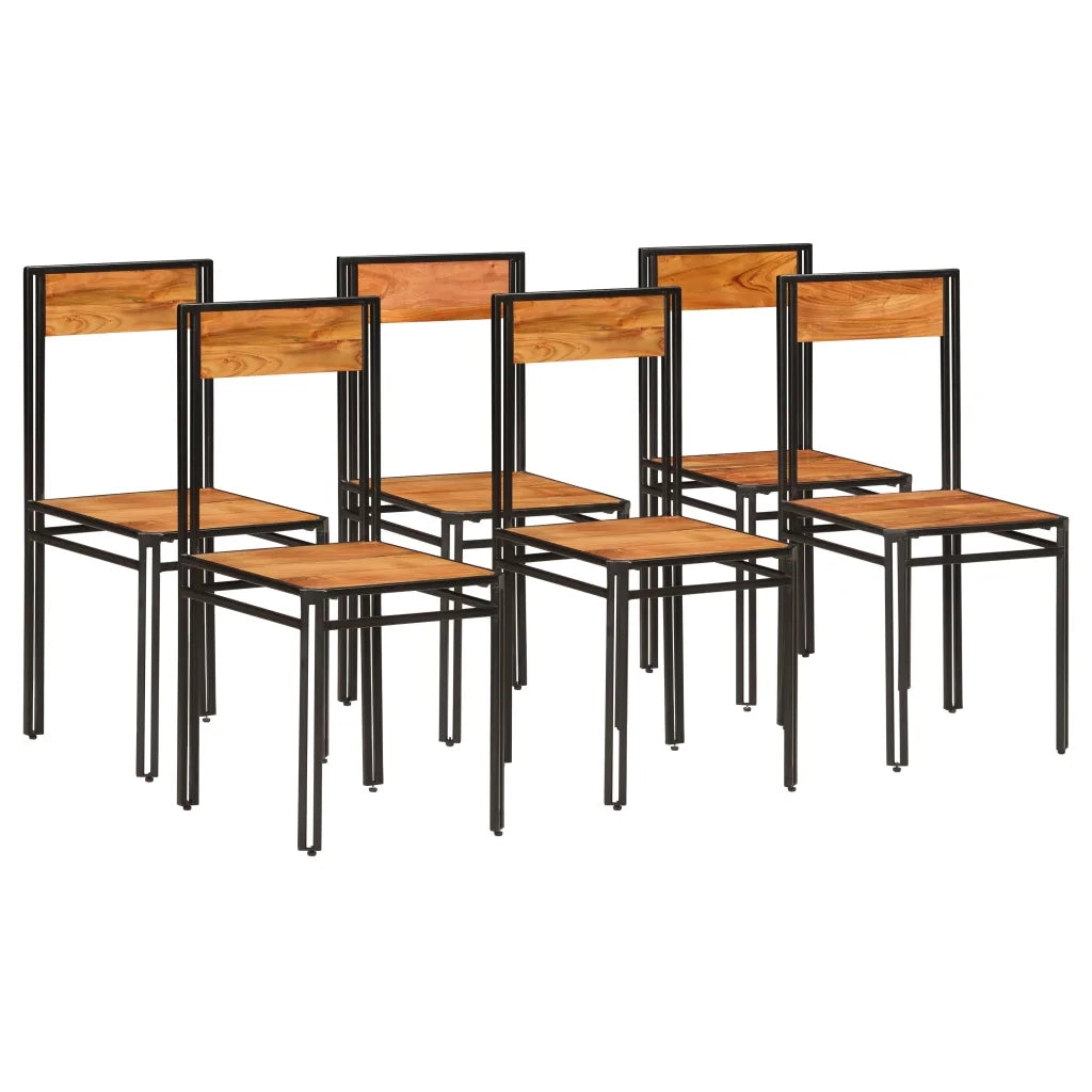 Sedie da Pranzo 6 pz in Legno Massello di Acacia