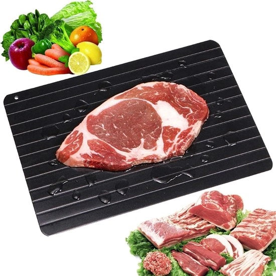 Piatto per la preparazione accelerata - Materiale: Alluminio - Accessorio per la cucina - Adatto per carne/ pesce/ verdure - Facile da trasportare - Senza odore o elettricità - Piatto per la preparazione accelerata