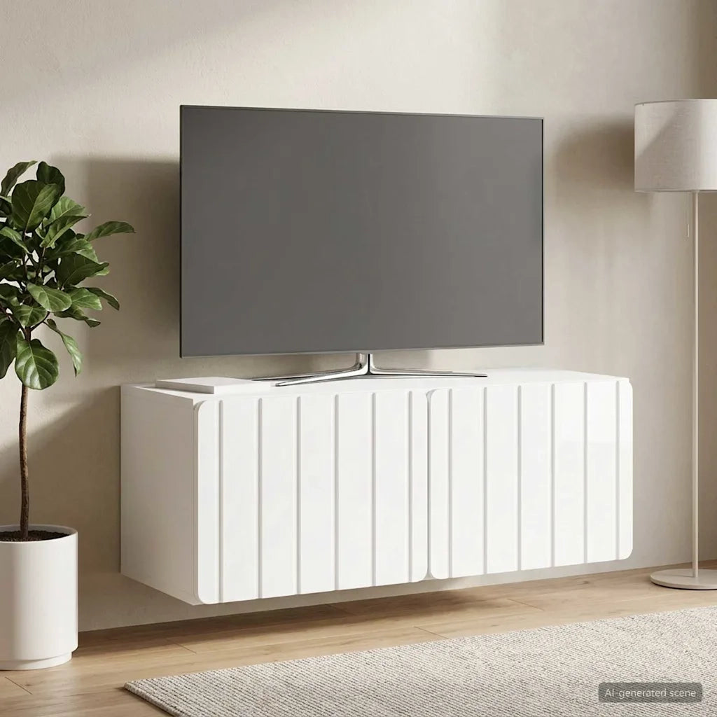 Mobile Porta TV da Muro Bianco Lucido 78,5 x 31 x 30 cm 898379