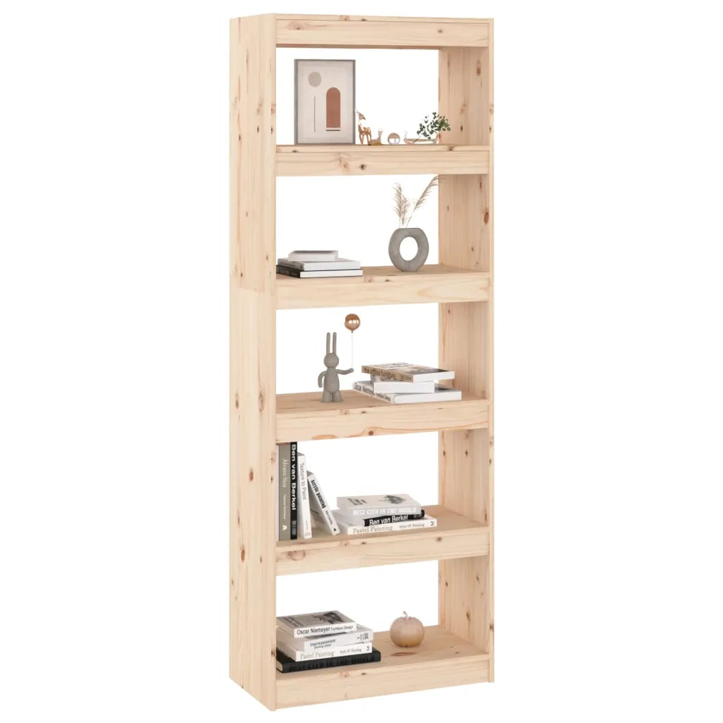 Libreria Divisorio-Scaffale per Libri-Mobile di Stoccaggio Grigio 60x30x167,5 cm in Massello di Pino 722102