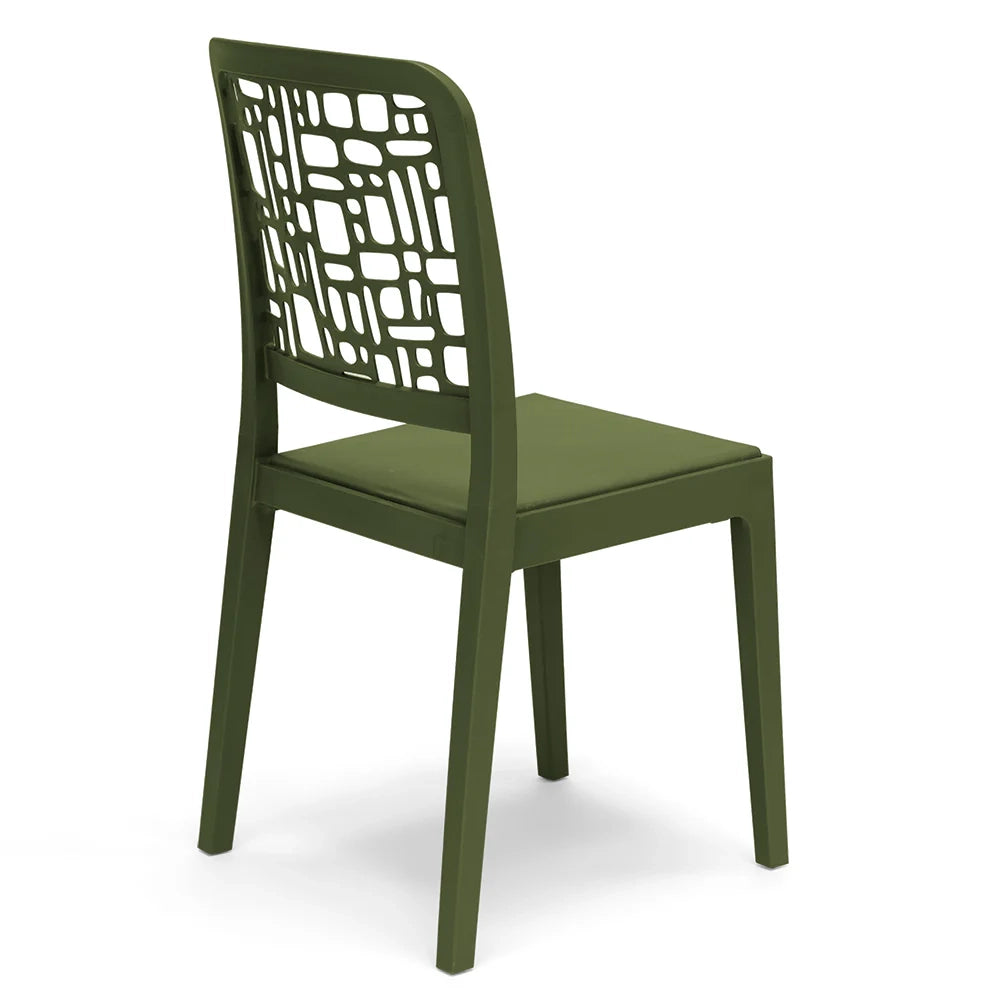 Sedia in polipropilene MEDEA, impilabile, resistente ai raggi UV, design moderno, ideale per sala da pranzo, cucina, sala d’attesa, bar, ristoranti o giardino, colore Verde Oliva