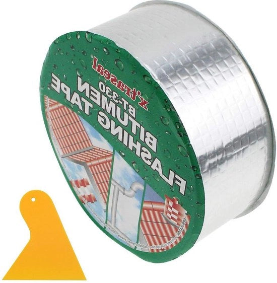 Tape autoadesivo impermeabile autoattaccante 50 mm largo x 5 m lungo - nastro di riparazione con raschietto per fessurazioni e crepe.