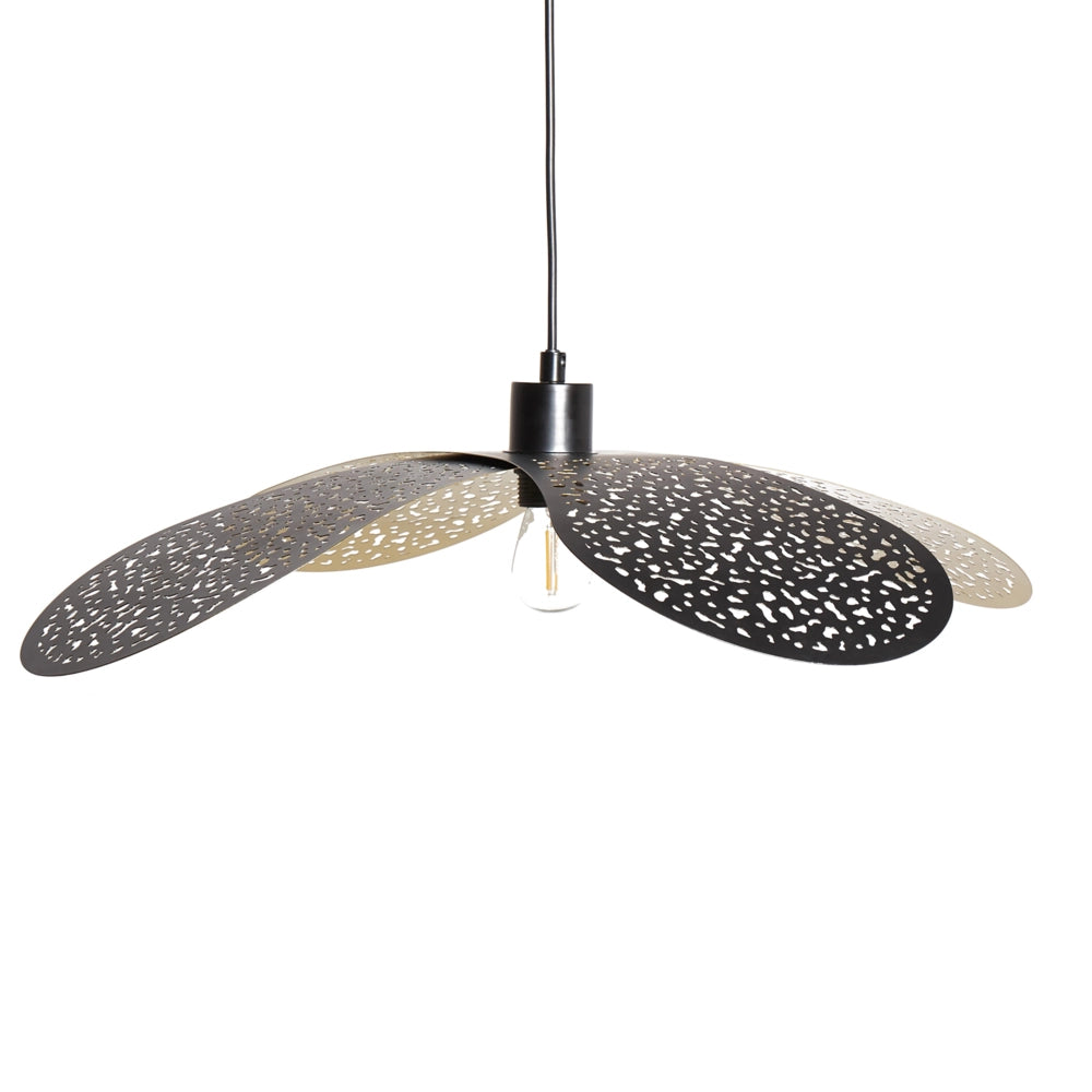 Lampada a sospensione con paralume metallico in ferro nero per l'illuminazione a sospensione