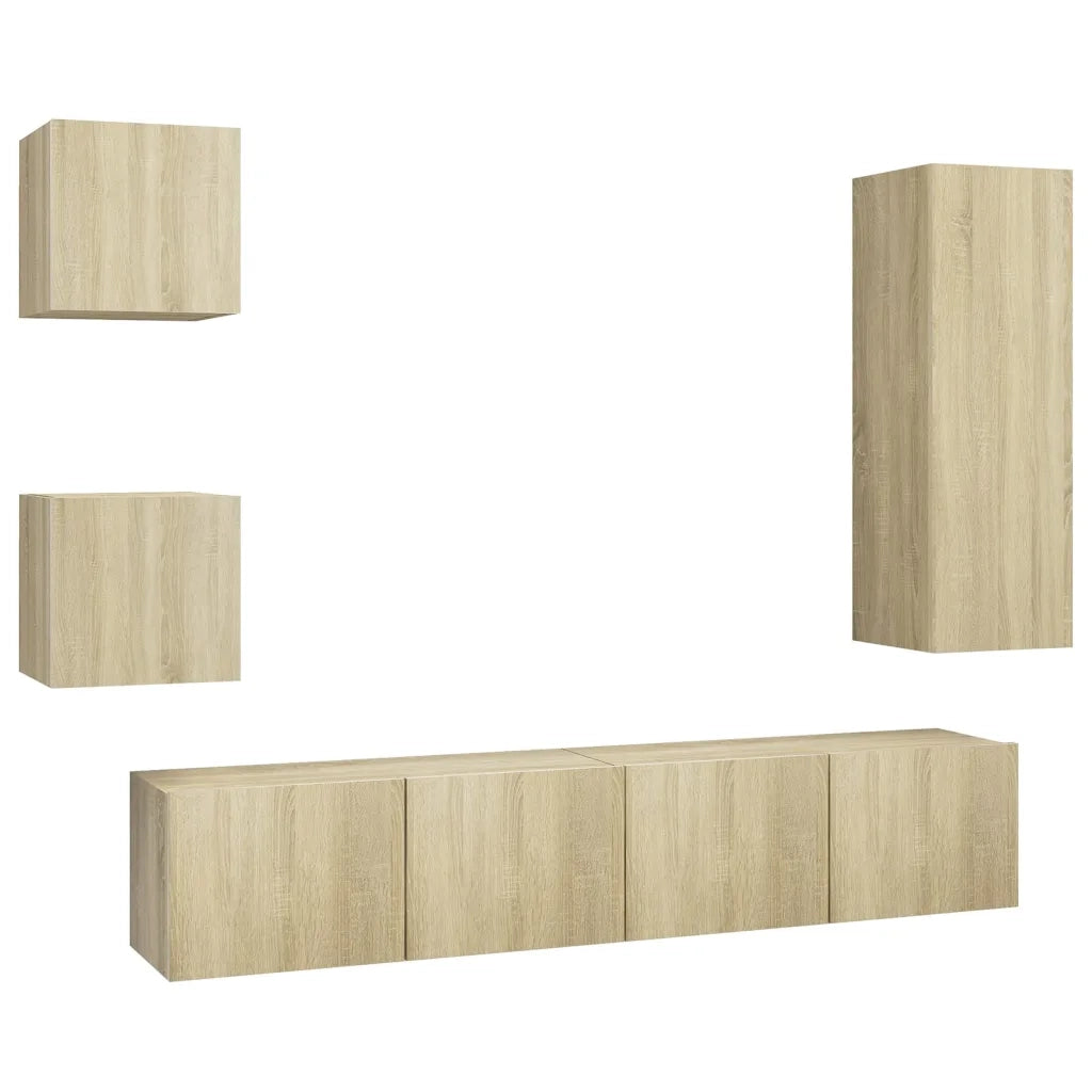 Set di Mobili TV 5 pz Rovere Sonoma in Legno Multistrato 3079011