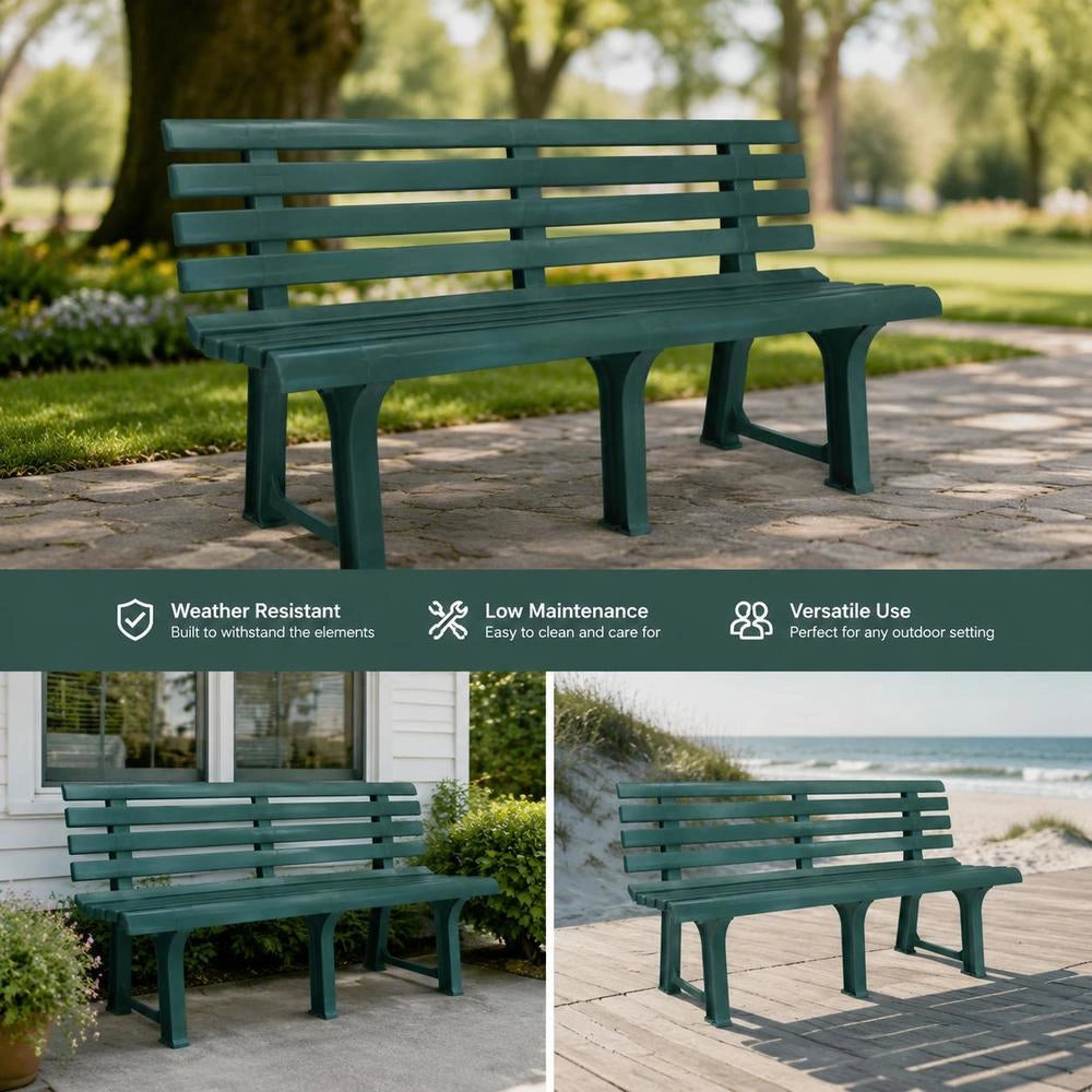 Garden Bench 145.5 Cm Plastic Green