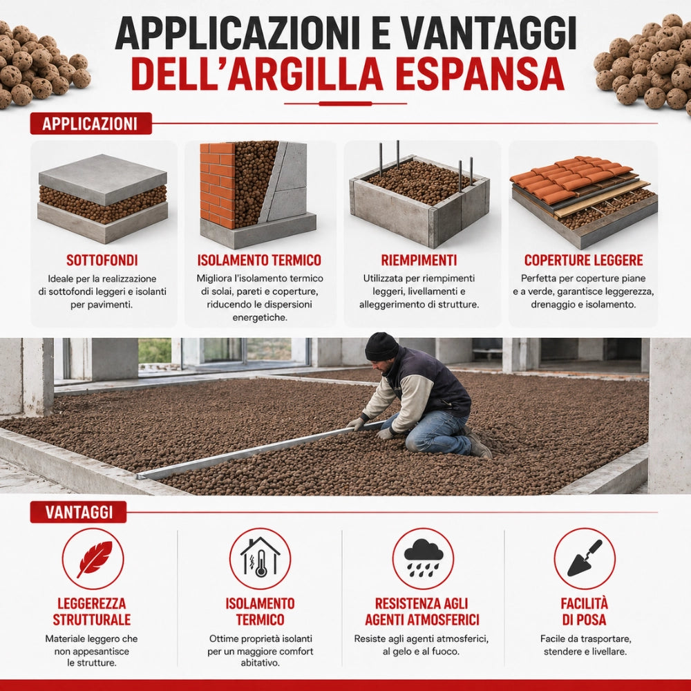 Argilla espansa per edilizia 8-20 mm isolante ecologica 50 l