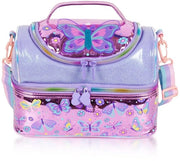Borsa pranzo per bambini, termos di due compartimenti e con contenitore rimovibile e regolabile, borsa pranzo per bambini (farfalla azzurra)