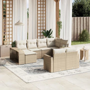 Set Divano da Giardino 10 pz con Cuscini Beige in Polyrattan 3261288