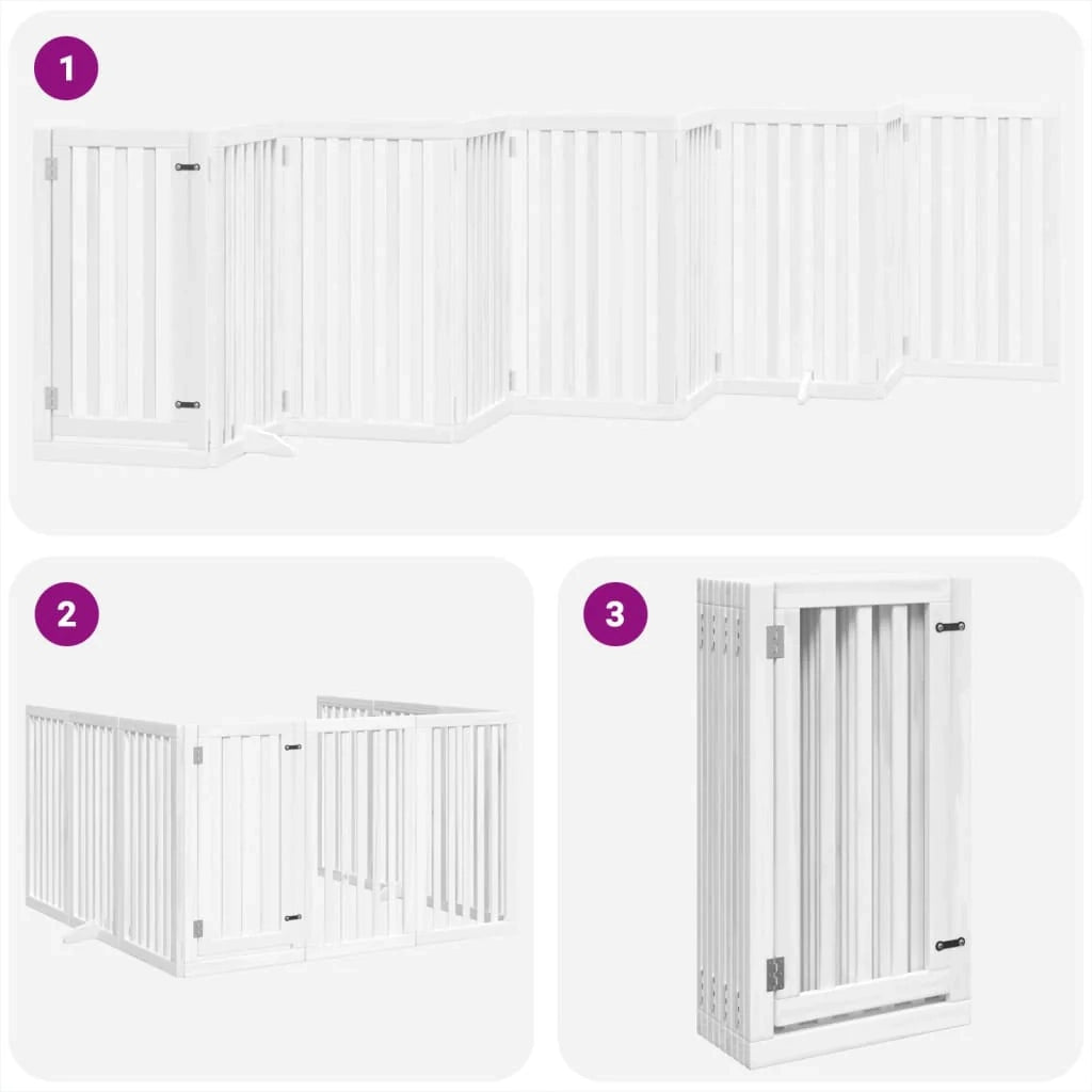 Cancelletto di sicurezza per animali domestici porta pieghevole 9 pannelli legno di pioppo bianco 02_0023289