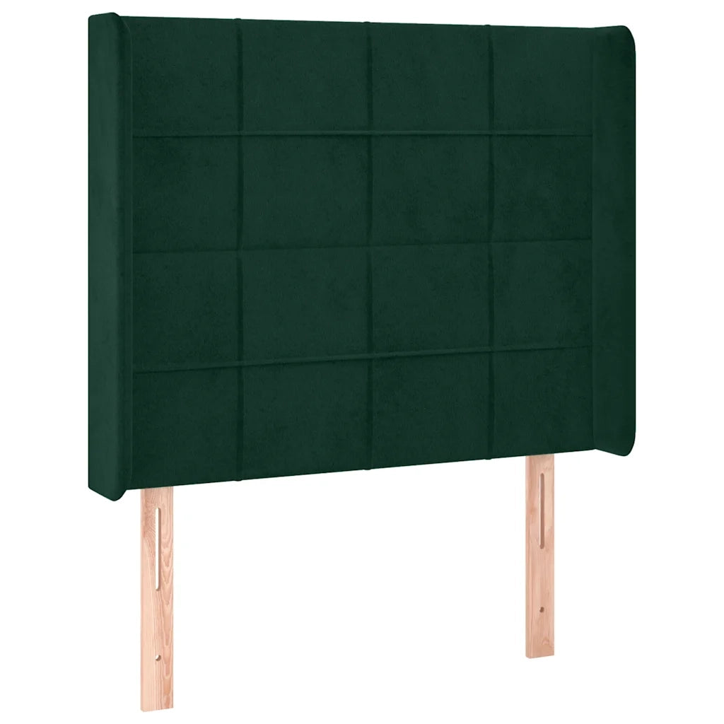 Letto a Molle con Materasso e LED Verde Scuro 100x200cm Velluto 3139550