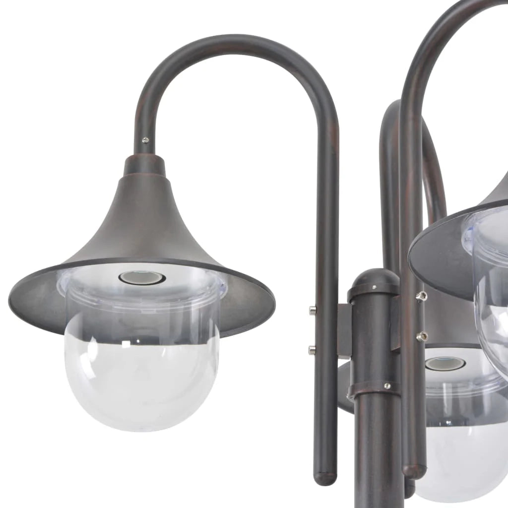 Lampada da terra da giardino E27 220 cm alluminio 3 lanterne marrone bronzo 02_0042541