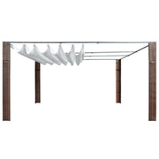 Gazebo con Tetto in Polyrattan 400x400x200cm Marrone e Crema 44817