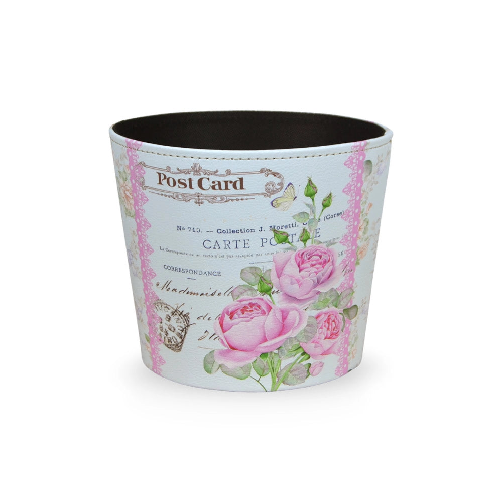 Vasi caspò cestino in plastica fantasia fiori rosa cm 19 x 15x h 17 set da 3
