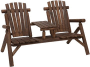 Banco da giardino - 2 posti - con tavolo - sostegni per braccia - stile Adirondack - arredamento esterno - per giardino - terrazza - balcone - 157 x 88 x 103 cm - marrone