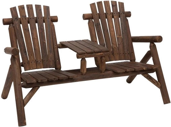 Banco da giardino - 2 posti - con tavolo - sostegni per braccia - stile Adirondack - arredamento esterno - per giardino - terrazza - balcone - 157 x 88 x 103 cm - marrone