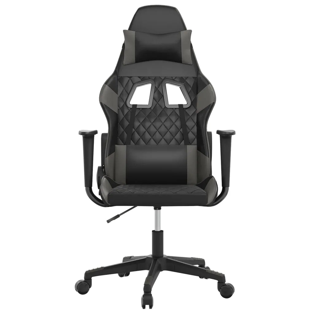 Sedia da Gaming | Sedia da e-sports Massaggiante Nero e Grigio in Similpelle